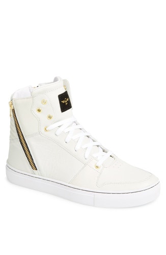 Mens Off-White and Gold Adonis High Top Sneakers by Creative Recreation (via All Style Mall)