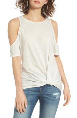 Womens White Twist Front Cold Shoulder Tee by BP. (via All Style Mall)