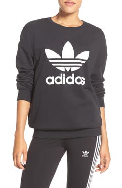 Womens Black/ White Originals Trefoil Crewneck Sweatshirt by ADIDAS (via All Style Mall)