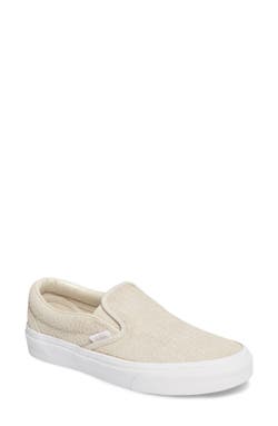 Womens  and Teen Girls Tan Classic Slip-On Sneaker by VANS (via All Style Mall)