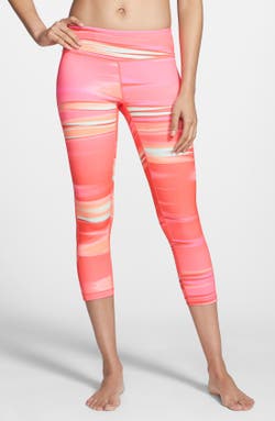 Womens Pink and Orange Capri Leggings by Zella (via All Style Mall)