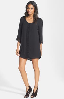 Womens Black Lace Trim Shift Dress by ASTR (via All Style Mall)