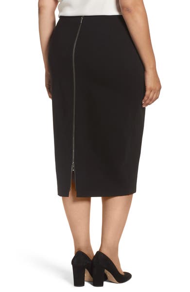 Main Image - Sejour Zip Vent Midi Pencil Skirt (Plus Size)