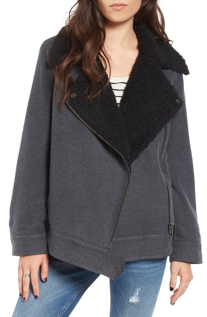 BP. Oversized Faux Shearling Lined Moto Jacket Nordstrom