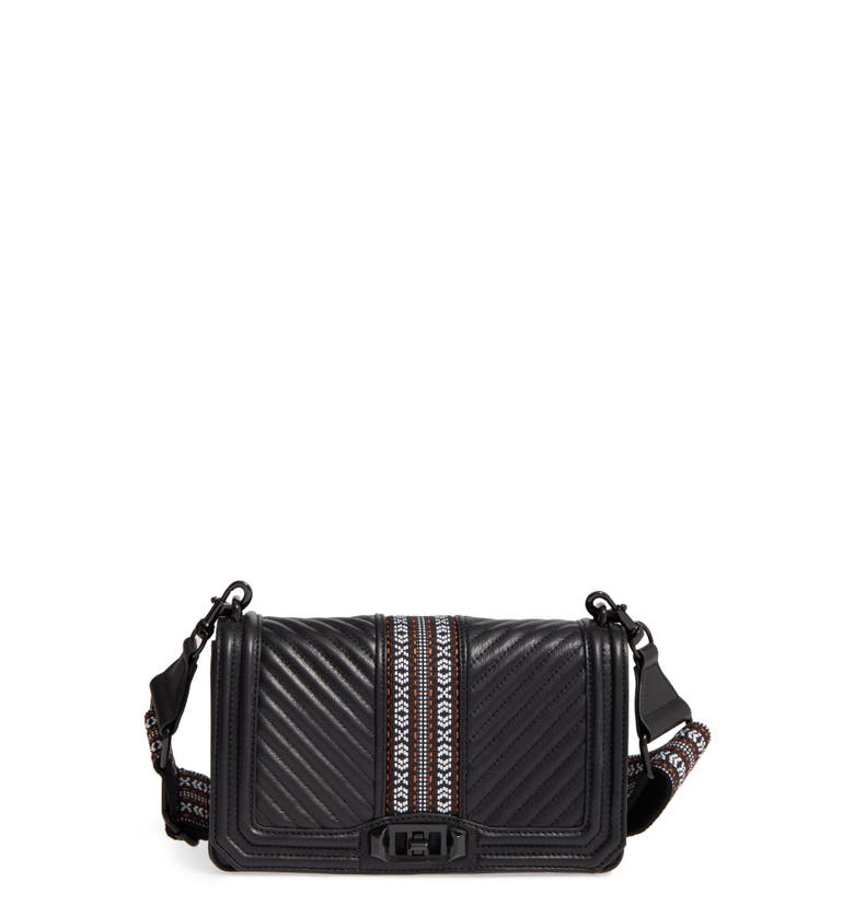 Rebecca Minkoff Jacquard Love Leather Crossbody Bag with Guitar Strap | Nordstrom