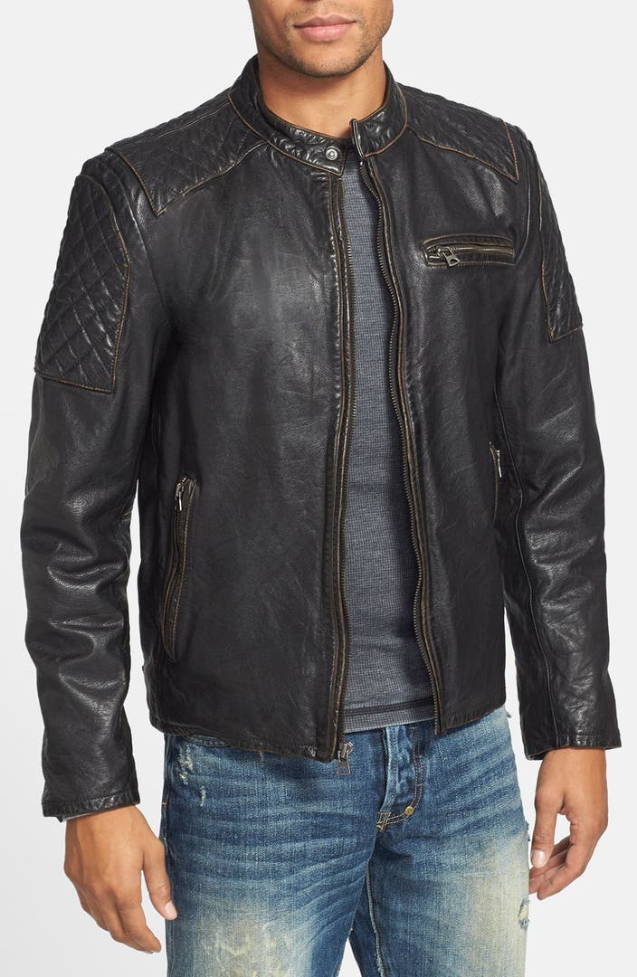 Black Rivet Diamond Quilted Leather Moto Jacket | Nordstrom