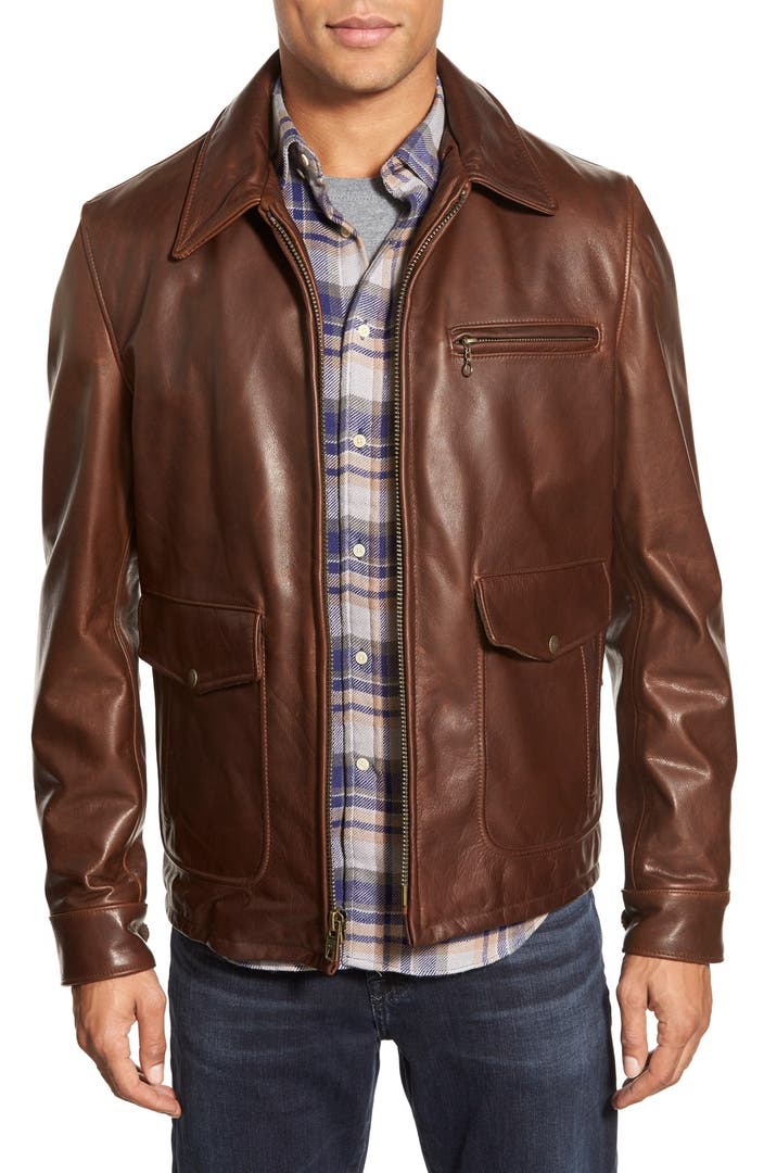 schott leather nyc jacket sunset brown nordstrom moto antique lyst