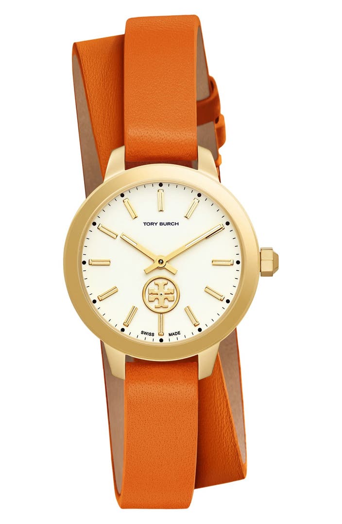 Tory Burch 'Collins' Double Wrap Leather Strap Watch, 32mm | Nordstrom