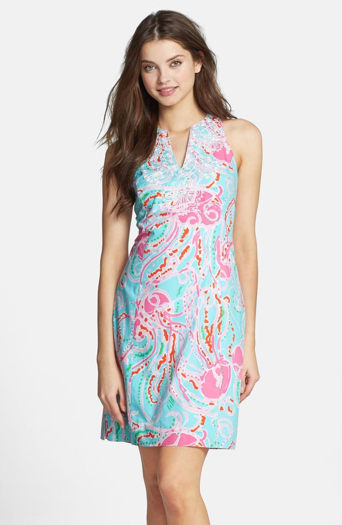 Lilly Pulitzer® Gabby Embellished Print Cotton Shift Dress Nordstrom