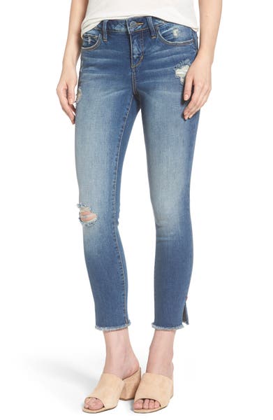 Main Image - SLINK Jeans Frayed Hem Ripped Ankle Jeans (Caralyn)