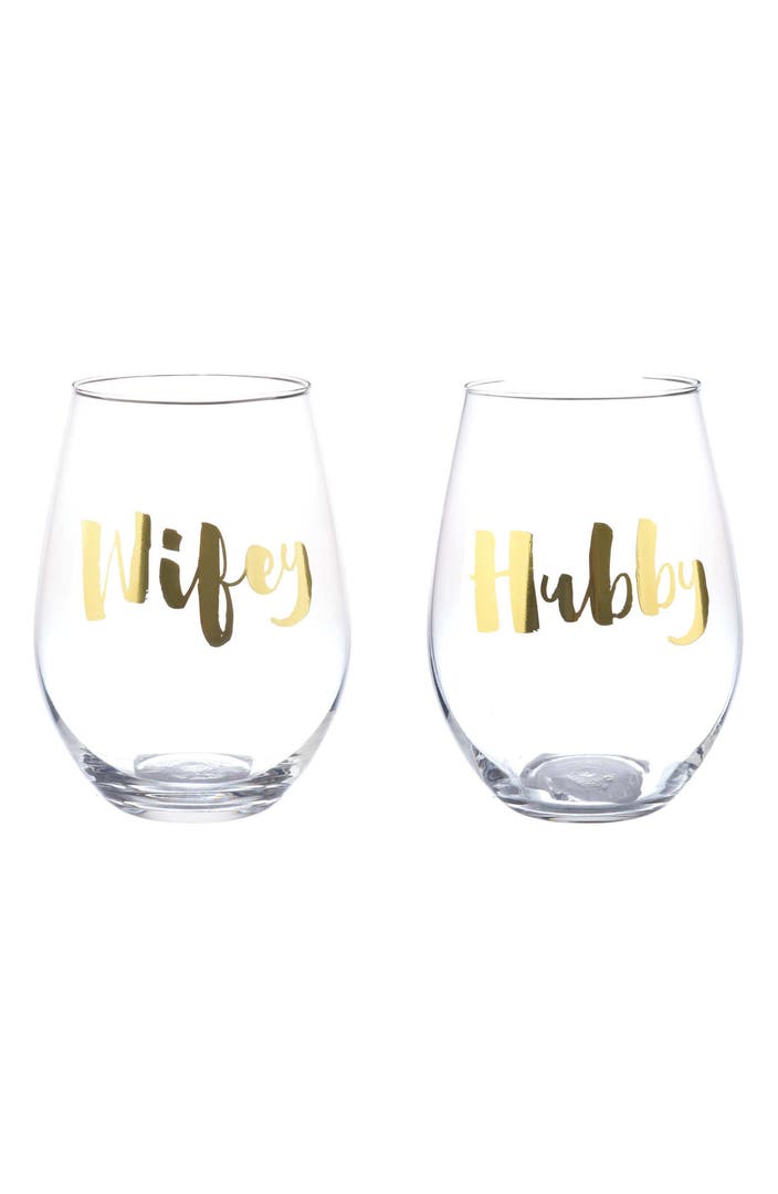 Slant Collections Wifeyhubby Set Of 2 Stemless Wine Glasses Nordstrom
