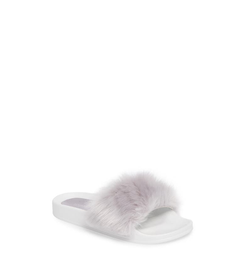 Main Image - Topshop Hoot Faux Fur Slide Sandal (Women)
