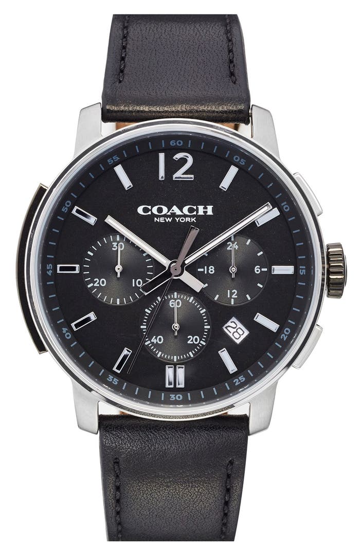 Coach 'Bleecker' Chronograph Leather Strap Watch, 44mm | Nordstrom