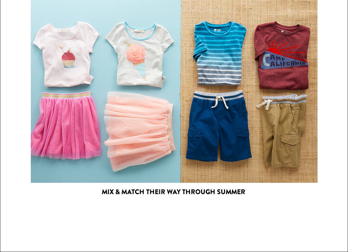 Easy-to-mix summer clothing for little girls and boys.