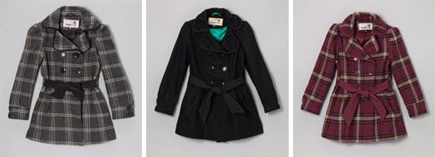 RUNWAY GLOBAL'S SUGARFLY GIRLS' WOOL PEACOAT