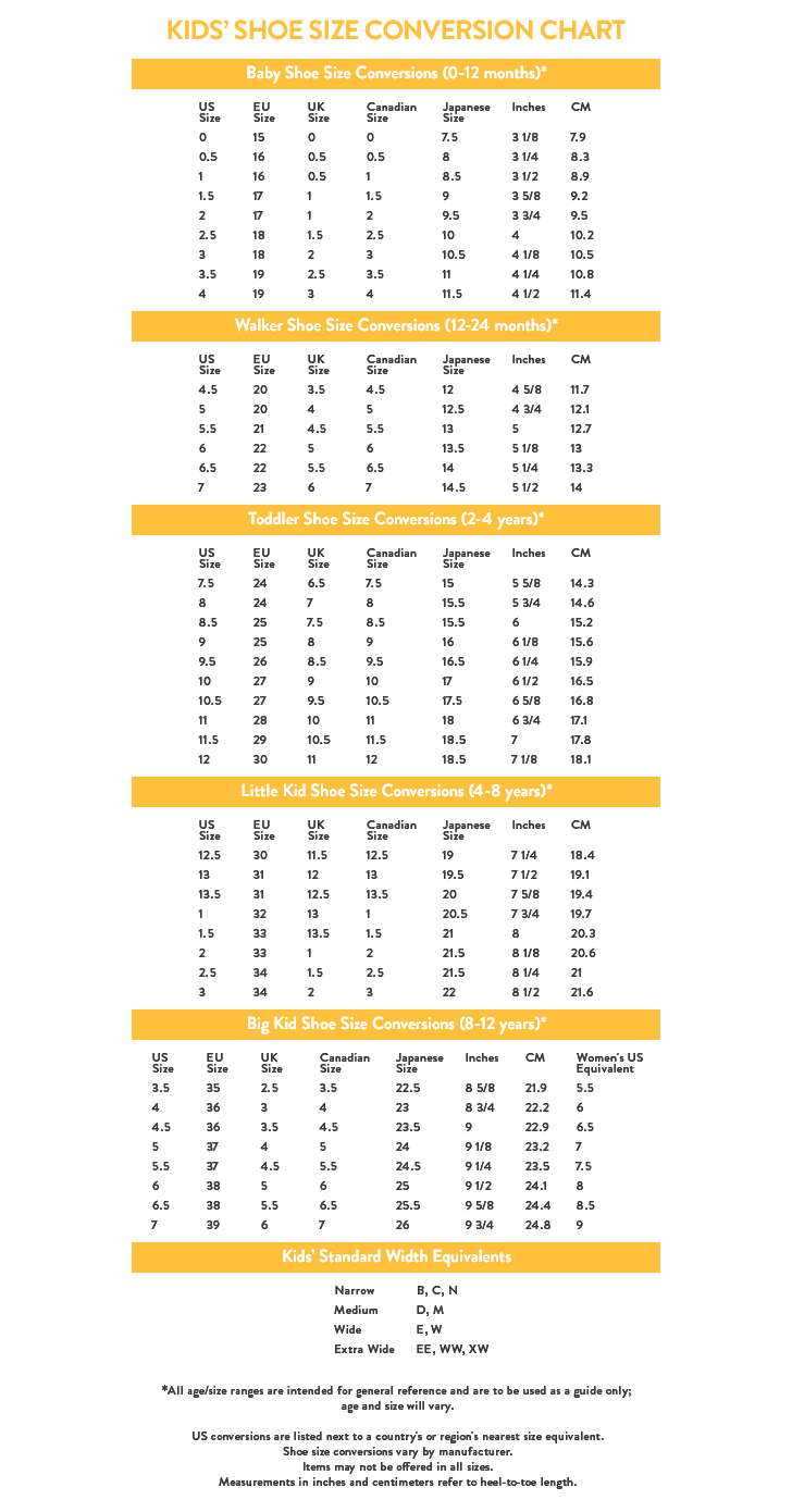 nike infant shoe size chart by age