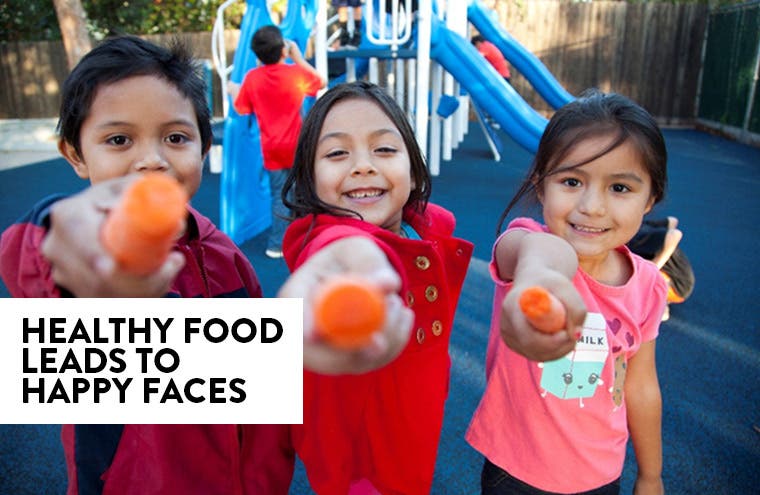 Healthy food leads to happy faces.