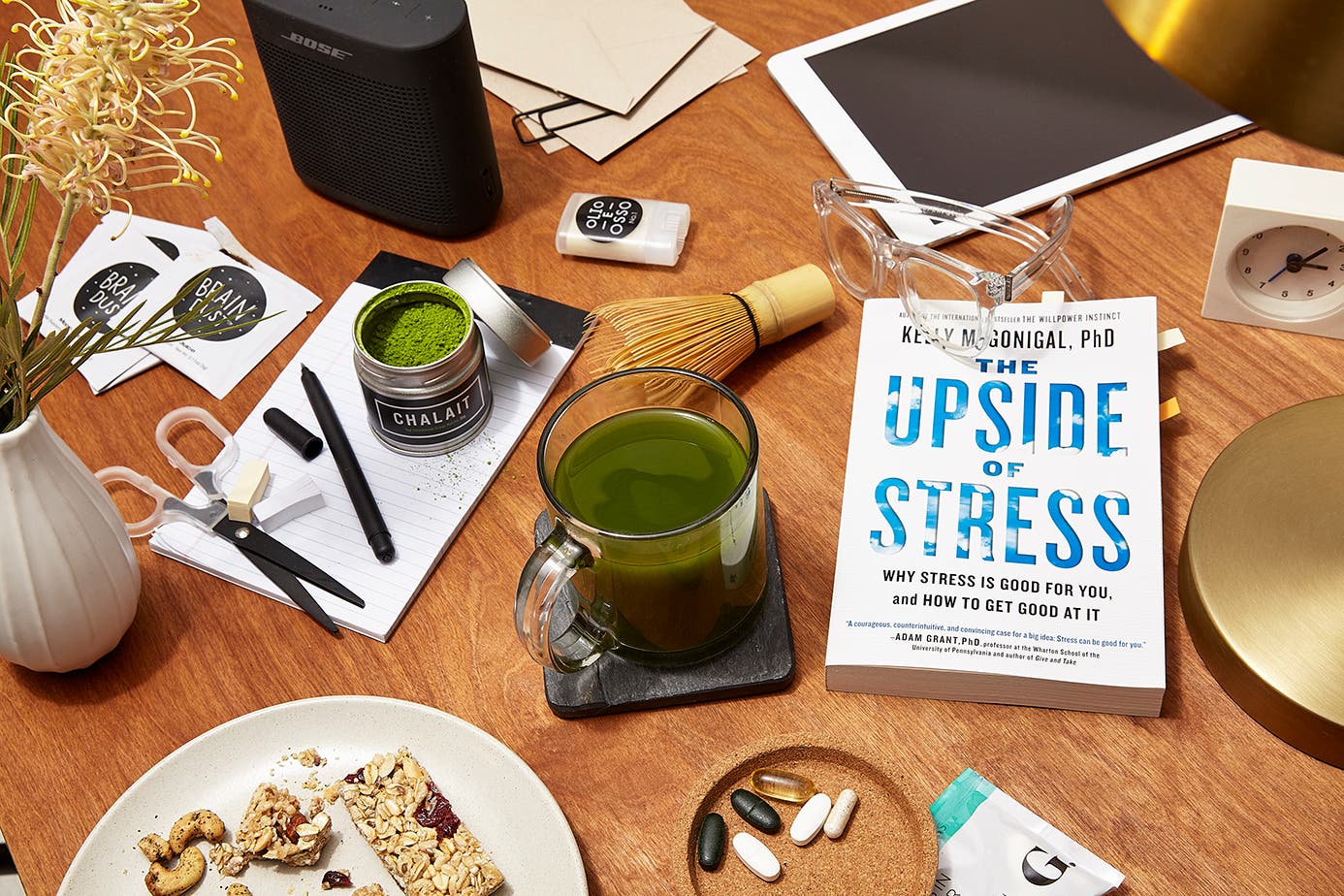 Chalait Matcha Tea, Supplements and other goop products to help you through busy weeks.