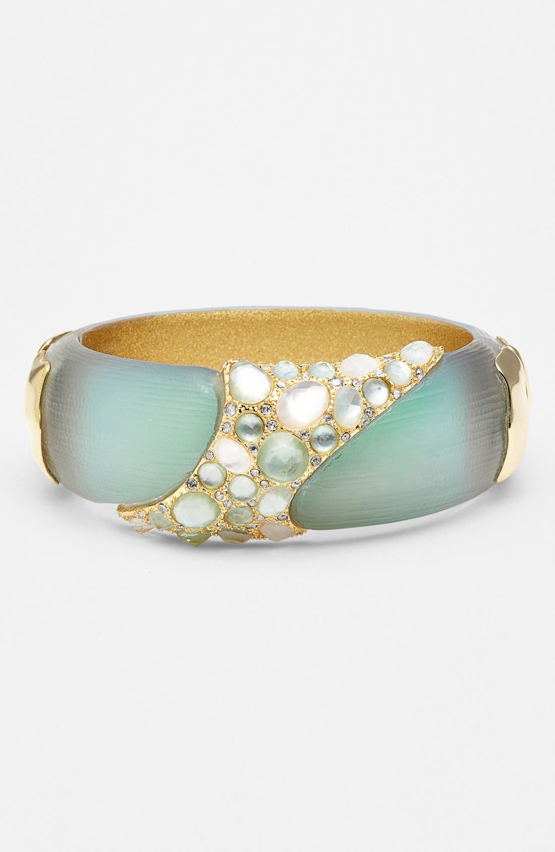 Alexis Bittar Small Lucite Bib Strand Necklace with Crystal Encusted T Clear Confetti Crystal Lucite Hoop Earring | Alexis Bittar