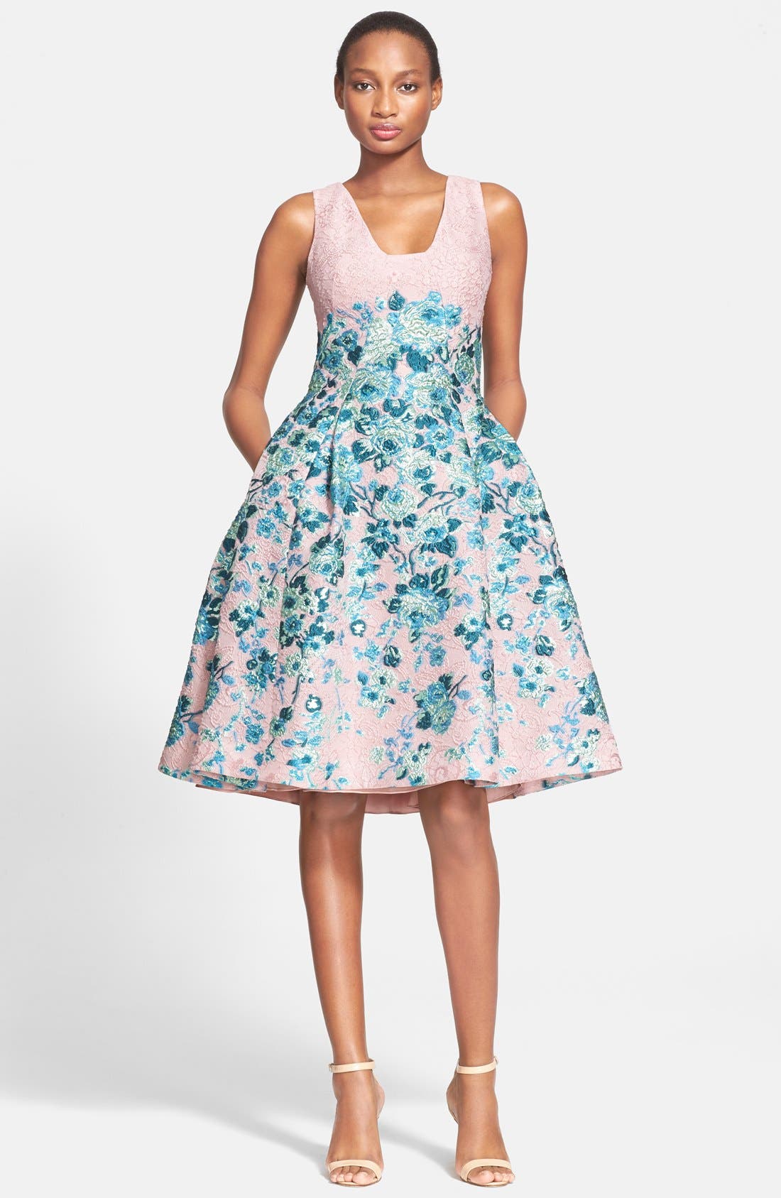 100% free shipping Lela Rose Flower Jacquard A Line Dress Nordstrom