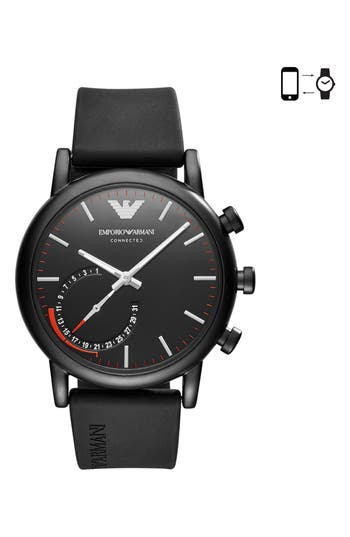 UPC 723763259415 product image for Men's Emporio Armani Silicone Strap Hybrid Smartwatch, 43Mm | upcitemdb.com