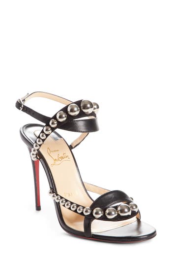 CHRISTIAN LOUBOUTIN Galleria 100Mm Napa/Suede Red Sole Sandal in Black