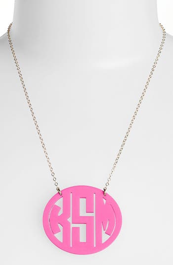 Moon And Lola Large Oval Personalized Monogram Pendant Necklace 