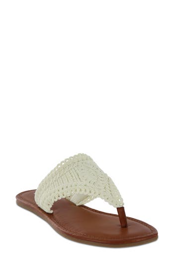 UPC 742282053830 product image for Women's Mia Mae Macrame V-Strap Sandal, Size 7.5 M - Ivory | upcitemdb.com