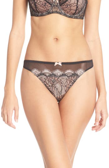 UPC 719544374590 product image for Women's b.tempt'd by Wacoal 'B Sultry' Lace Front Thong, Size Large - Black | upcitemdb.com