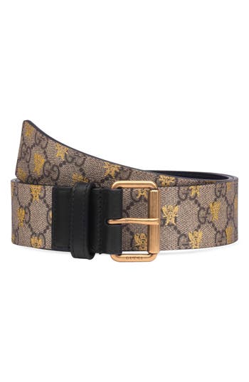 GUCCI Formal Squared Gg Supreme Canvas Bee Belt in Beige | ModeSens