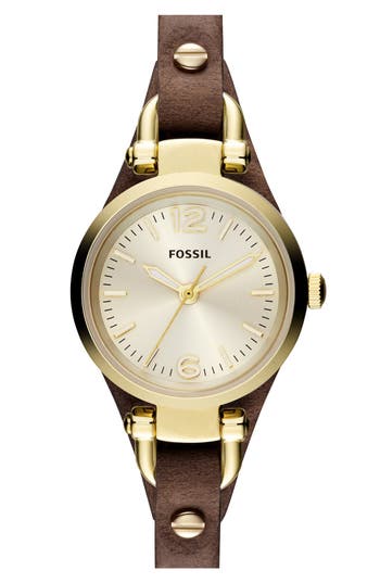 UPC 796483081734 product image for Fossil 'Small Georgia' Leather Strap Watch, 26mm Brown/ Silver One Size | upcitemdb.com