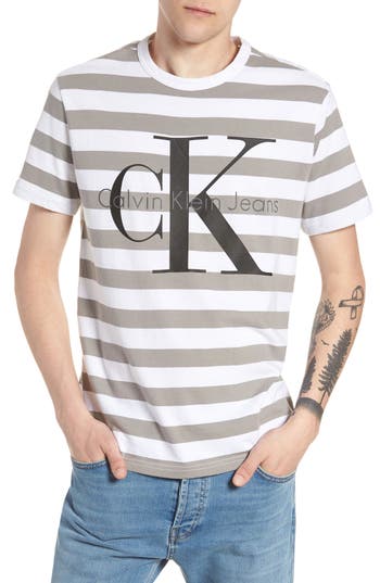 UPC 637865944554 product image for Men's Calvin Klein Jeans Stripe Reissue T-Shirt, Size X-Large - White | upcitemdb.com