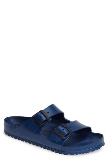 A pair of blue waterproof Birkenstock sandals