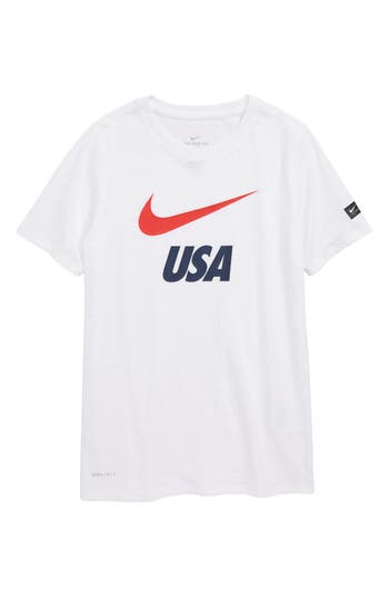 UPC 884499813552 product image for Boy's Nike Dry Soccer Graphic T-Shirt, Size XL (18-20) - White | upcitemdb.com