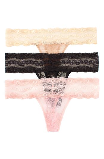 UPC 719544520409 product image for Women's b.tempt'd by Wacoal 'Kiss' Lace Thong, Size X-Large - Black (3-Pack) | upcitemdb.com