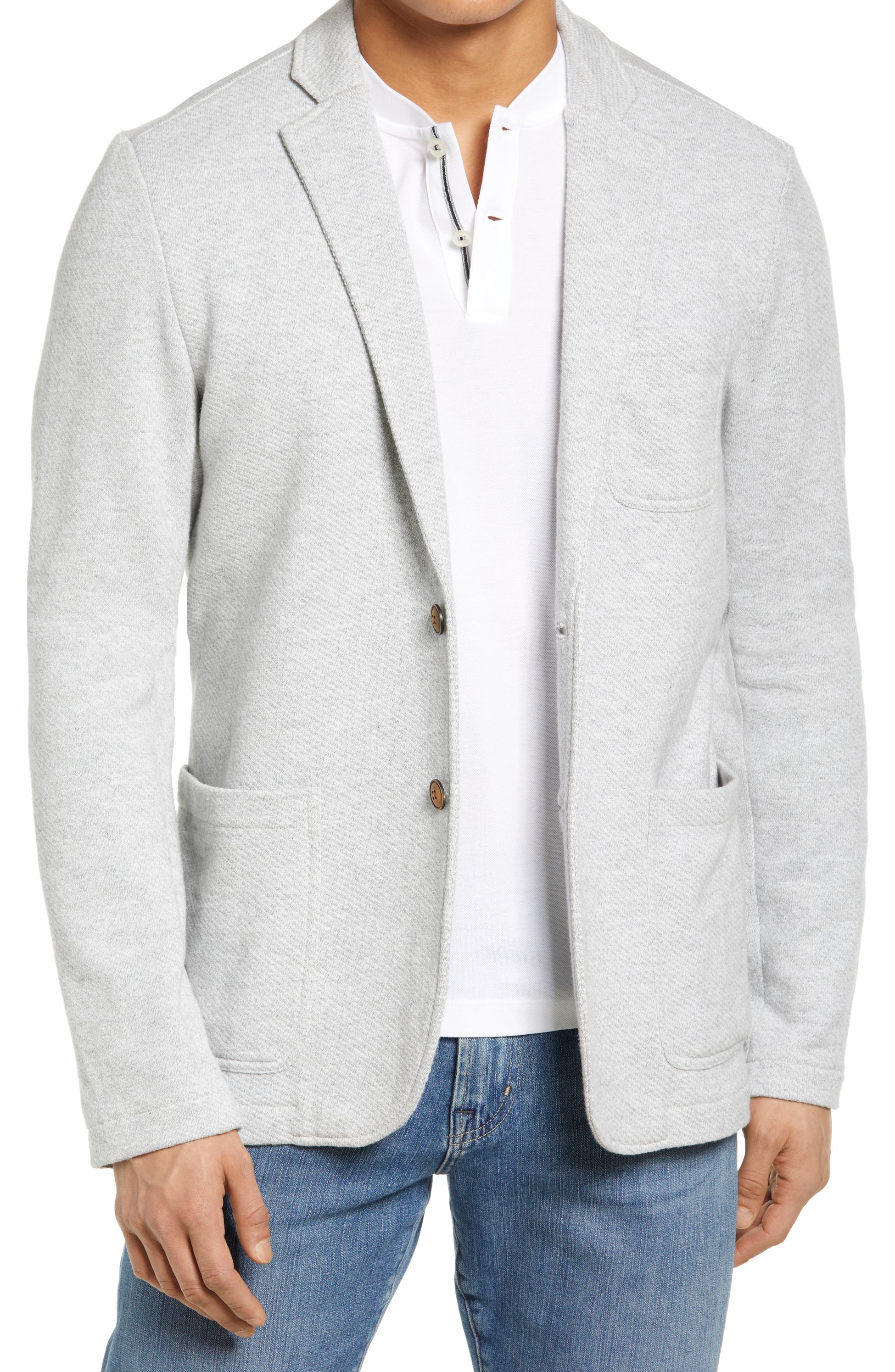 Faherty Inlet Knit Blazer, Main, color, Heather Grey - comfortable workwear
