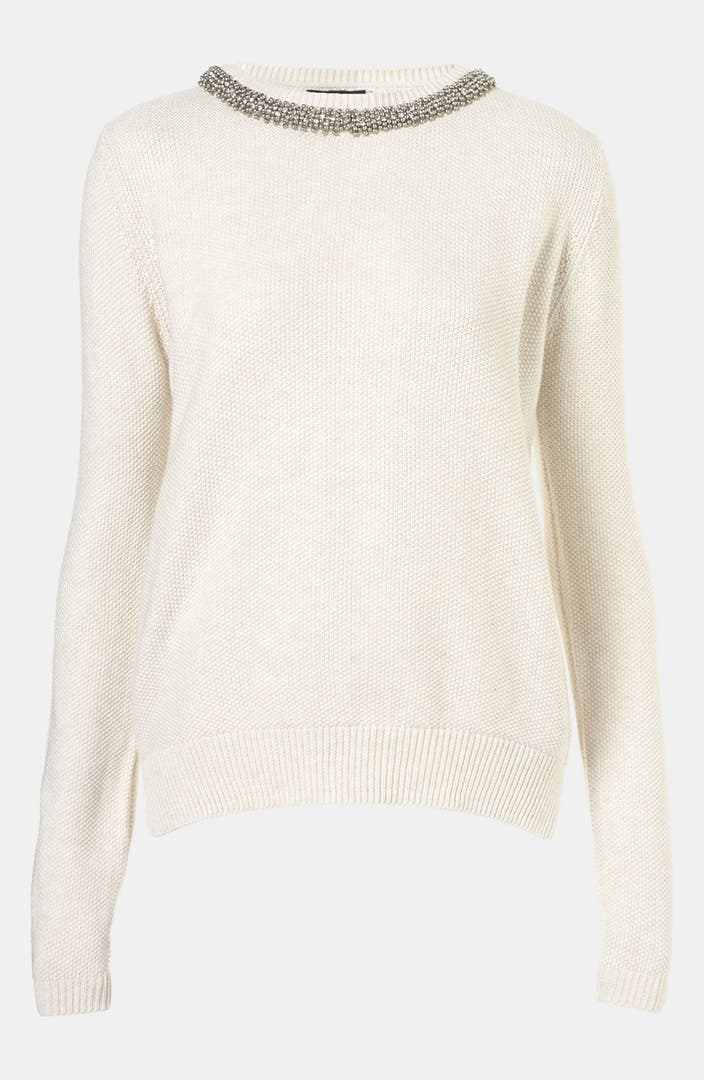 Topshop Embellished Collar Sweater | Nordstrom