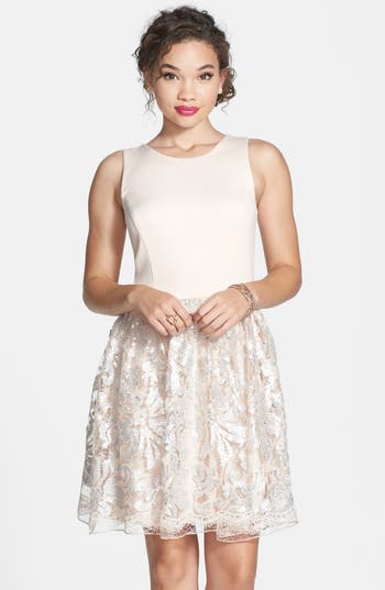 Love, Nickie Lew Sequin Lace Skater Dress (Juniors) | Nordstrom