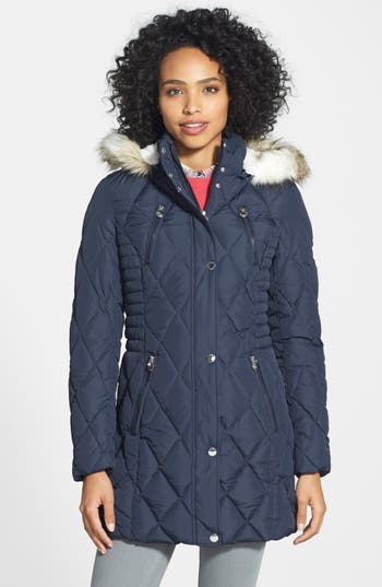 Laundry by Design Quilted Walking Coat with Removable Faux Fur Trim ...
