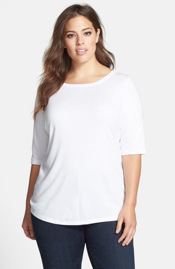 Sejour Elbow Sleeve Tee (Plus Size) | Nordstrom