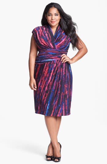 Suzi Chin for Maggy Boutique Stripe Jersey Faux Wrap Dress (Plus Size ...