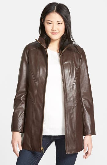Ellen Tracy Leather A-Line Coat (Online Only) | Nordstrom