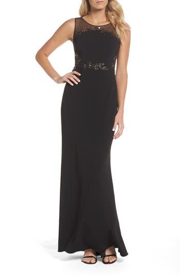 Adrianna Papell Embellished Knit Crepe Gown