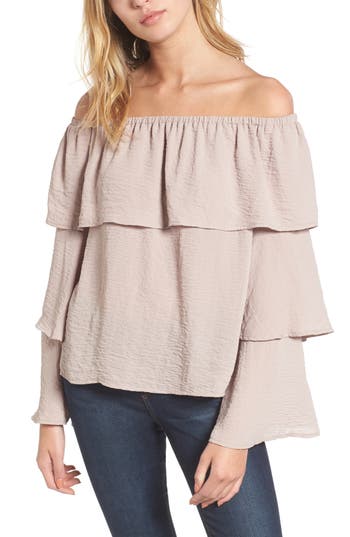 Love, Fire Tiered Ruffle Sleeve Blouse | Nordstrom