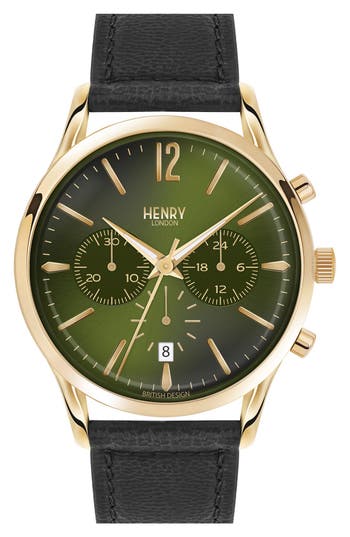 Henry London Chiswick Chronograph Leather Strap Watch 41mm