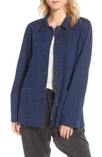 Eileen Fisher Soft Cotton Blend Denim Jacket