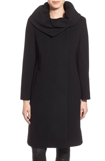 Cinzia Rocca DUE Envelope Collar Long Wool & Cashmere Blend Coat