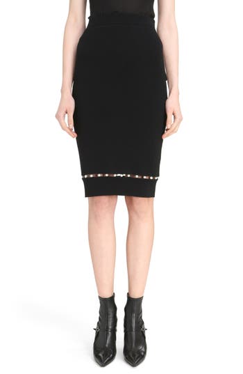 Givenchy Faux Pearl-Embellished Wool-Blend Skirt In Black | ModeSens