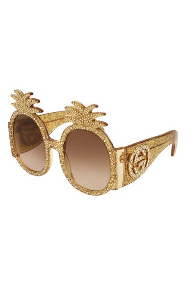GUCCI Pineapple Gg0150S 001 Gold Glitter Fashion Sunglasses | ModeSens