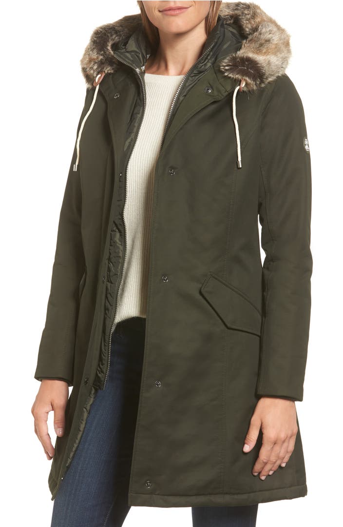 Barbour Filey Waterproof Hooded Jacket with Faux Fur Trim | Nordstrom